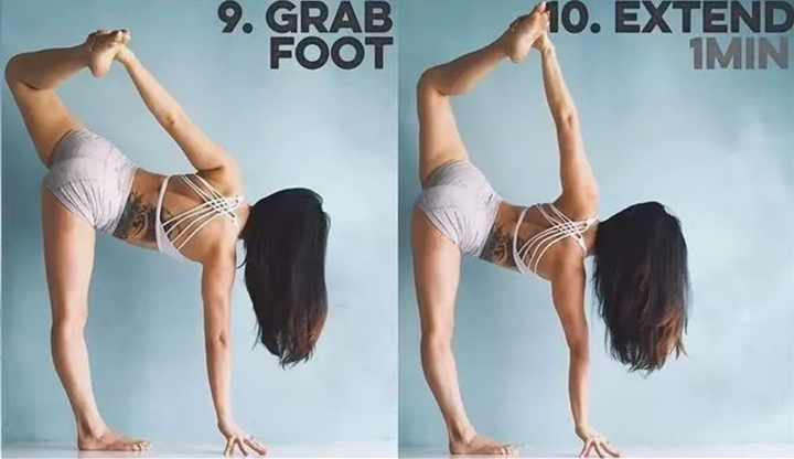 瑜伽培训之平衡体式的进阶练习（手抓脚半月式）